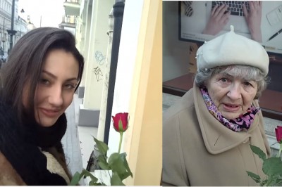 Świetna postawa polskiego gentlemana! Bo każda kobieta jest piękna i zasługuje na kwiaty! 