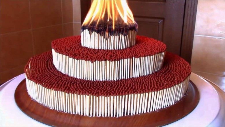 Zrobili tort z 7 tysięcy zapałek! Jak go podpalili, efekt przeszedł wszelkie oczekiwania! 
