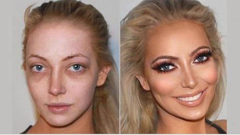 Zdjęcia kobiet z makijażem i bez! Różnica między tymi ujęciami jest tak wielka, że czasem ciężko poznać! 