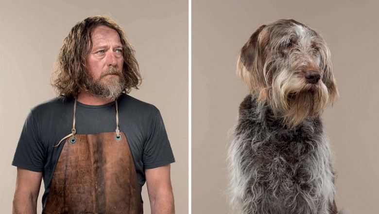 Fotograf zrobił zdjęcia psom i ich właścicielom w podobnych pozach. Podobieństwa są niezaprzeczalne 
