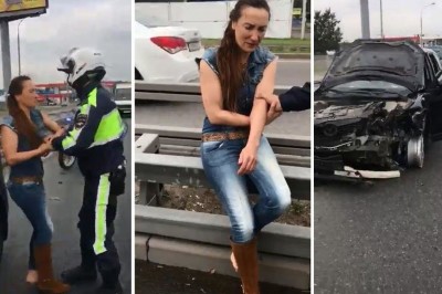 Pościg i aresztowanie kompletnie pijanej kobiety, która spowodowała trzy wypadki