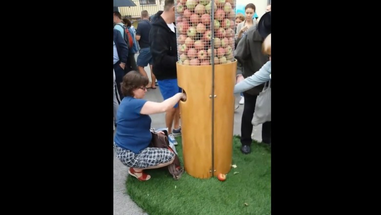 „Chytra Baba” z Lublina. Darmowe jabłka zabierane z dystrybutora w hurtowych ilościach