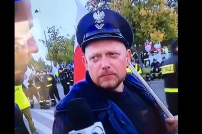 Gość ze służby więziennej z chorobą filipińską na proteście w Warszawie? Dziwny wywiad dla TVN