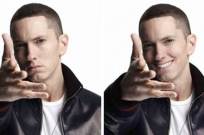 Grafik przerobił zdjęcia Eminema tak, że raper szeroko się na nich uśmiecha. Efekt zwala z nóg