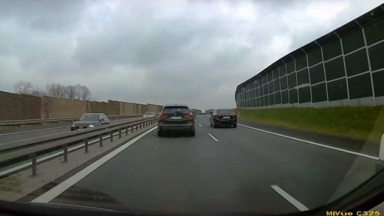 Szaleńcza jazda BMW na S-52 po pasie awaryjnym - Bielsko Biała