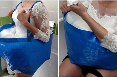 Panna młoda wykorzystała torbę z IKEI aby móc skorzystać z toalety w dniu ślubu. Ten pomysł stał się hitem