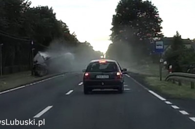 BMW wjechało prosto w cysternę. Nagranie z kamery samochodowej