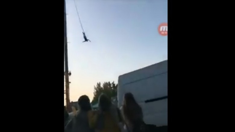 Nietypowy skok na bungee w Kielcach. Gość postanowił odreagować