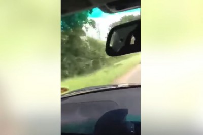 Chamskie zachowanie pasażerów auta. Wepchnęli rowerzystę do rowu