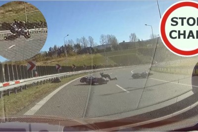 Dwóch mistrzów prostej kontra ostry zakręt. Koniec jazdy motocyklistów na S1