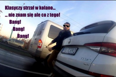 Agresywny kierowca kontra rowerzysta. Wyskoczył do niego z łapami 