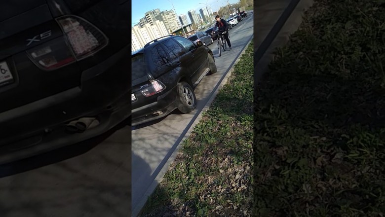 Rowerzysta kontra narwany kierowca BMW na chodniku