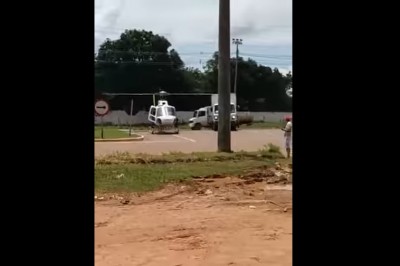 Ciężarówka kontra helikopter. Kierowca nie zauważył, że właśnie startuje