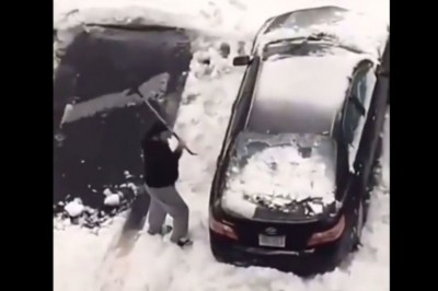 Seba, mistrz osiedla w odśnieżaniu samochodu. Jego ciężko będzie przebić