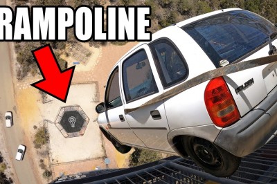 Co się stanie gdy zrzucisz auto na trampolinę z 45m? Oni to sprawdzili