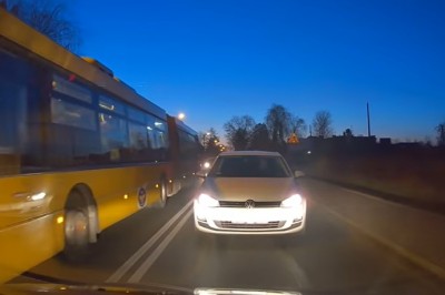 Wyprzedzanie na czołówkę i szybka kara od kierowcy