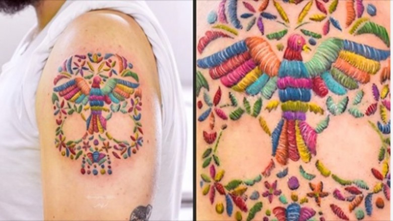 Meksykańska artystka tworzy tatuaże wyglądające niczym hafty na skórze