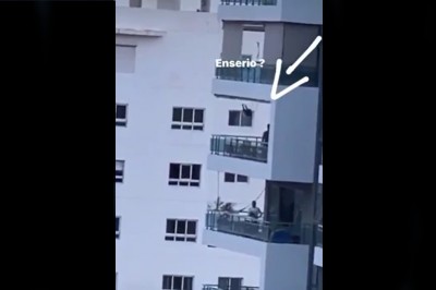 Hardcorowa huśtawka dla dziecka zawieszona na balkonie