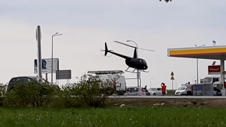 Wylądował helikopterem na stacji w Garwolinie. Nagranie ze startu 
