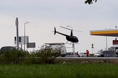 Wylądował helikopterem na stacji w Garwolinie. Nagranie ze startu 