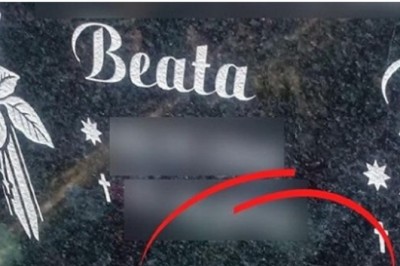 Szokujący napis na nagrobku Beaty i Piotra. Przechodzący nie dowierzają własnym oczom