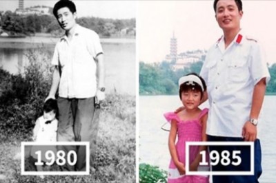 Tata z córką od 40 lat robią sobie zdjęcie w tym miejscu. Tak zmieniali się przez lata