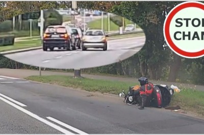 Blokada BMW po tym jak potrącił motocyklistę i uciekał 