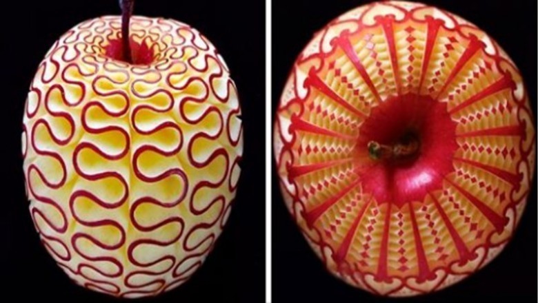 Tworzy piękne wzory w owocach i warzywach, zmieniając je w miniaturowe rzeźby