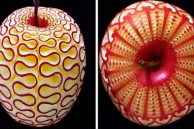 Tworzy piękne wzory w owocach i warzywach, zmieniając je w miniaturowe rzeźby