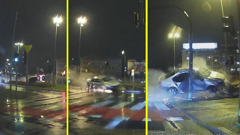 Nagranie latającego VW na skrzyżowaniu w Białymstoku