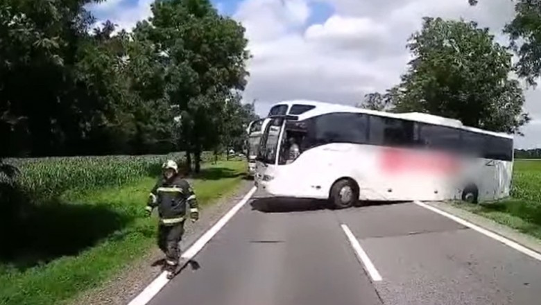 Autobusem zablokował drogę strażakom jadącym do wypadku 