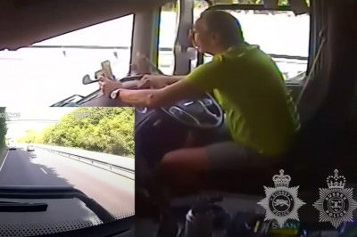 Tak się kończy pisanie wiadomości podczas jazdy ciężarówką 