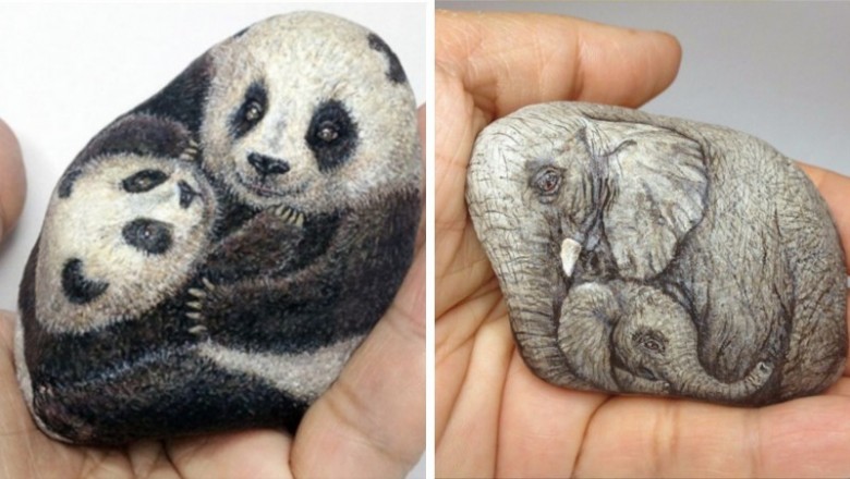 Tworzy niesamowite miniatury zwierząt malując je na zwykłych kamieniach