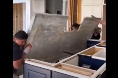 Fachowcy i ich nieudany montaż ogromnego blatu