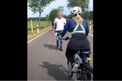 Kierowca BMW wyskoczył z pałką i groził rowerzystom 