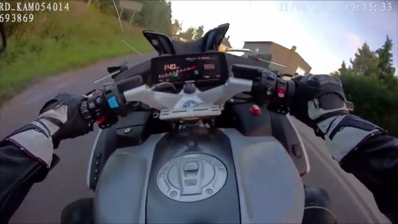 Policjant na motocyklu i pościg za nietrzeźwym motocyklistą - Słupsk 