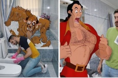 Przerabia swoje zdjęcia, dodając do nich postacie z Disneya łącząc różne światy