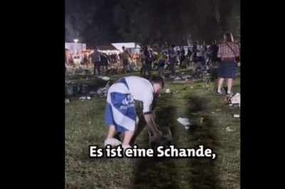 Dwóch Szkotów postanawia posprzątać strefę po meczu w Niemczech