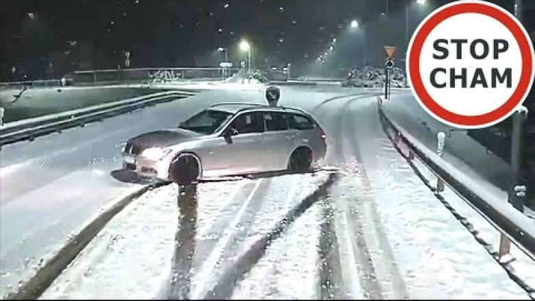 Wyprzedzić muszę bo się uduszę - popis jazdy BMW na zaśnieżonej drodze
