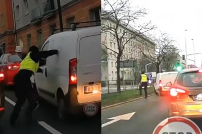 Nagranie z policyjnego pościgu ulicami Warszawy. Policjant próbował wyciągnąć kierowcę