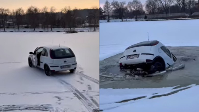 Wodowanie Corsy w jeziorze. Nagranie wrzucili do internetu.