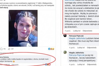 Zgłoszono zaginięcie nastolatki. Niespodziewanie odezwała się sama „zaginiona”, a matka przerwała milczenie