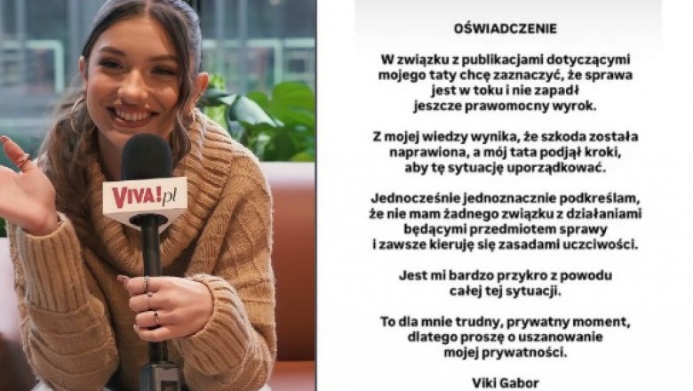 Viki Gabor wydała oświadczenie w sprawie sytuacji swojego ojca który od zeszłego roku przebywa w areszcie