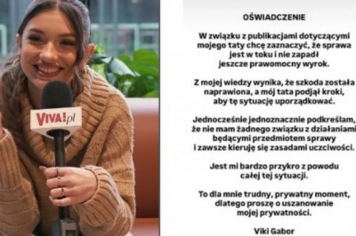 Viki Gabor wydała oświadczenie w sprawie sytuacji swojego ojca który od zeszłego roku przebywa w areszcie